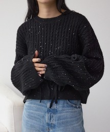 AZUL by moussy | ドロストリングスパンコールラメニット(ニット/セーター)