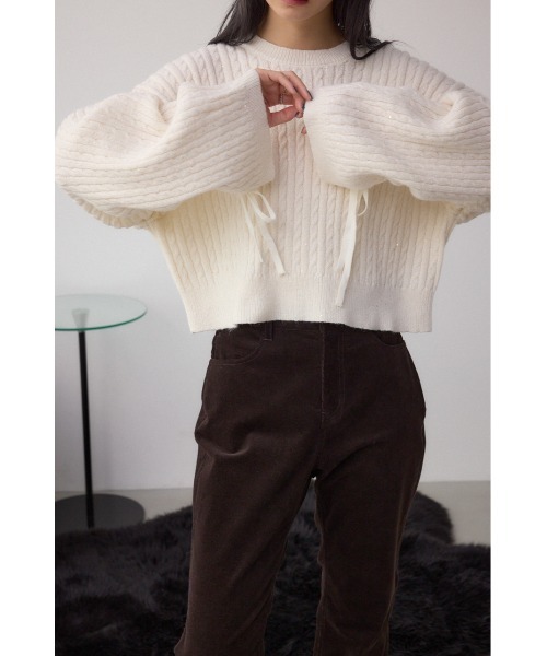 AZUL by moussy(アズールバイマウジー)の「ドロストリングスパンコールラメニット(ニット/セーター・レディース・オフホワイト/ブラック/ライトグレー/ダークブルー・FREE)」の6枚目の写真