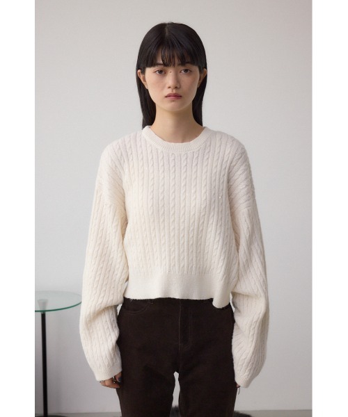 AZUL by moussy(アズールバイマウジー)の「ドロストリングスパンコールラメニット(ニット/セーター・レディース・オフホワイト/ブラック/ライトグレー/ダークブルー・FREE)」の9枚目の写真
