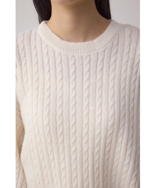 AZUL by moussy(アズールバイマウジー)の「ドロストリングスパンコールラメニット(ニット/セーター・レディース・オフホワイト/ブラック/ライトグレー/ダークブルー・FREE)」の12枚目の写真