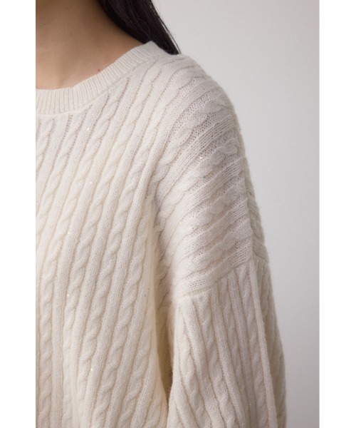 AZUL by moussy(アズールバイマウジー)の「ドロストリングスパンコールラメニット(ニット/セーター・レディース・オフホワイト/ブラック/ライトグレー/ダークブルー・FREE)」の13枚目の写真