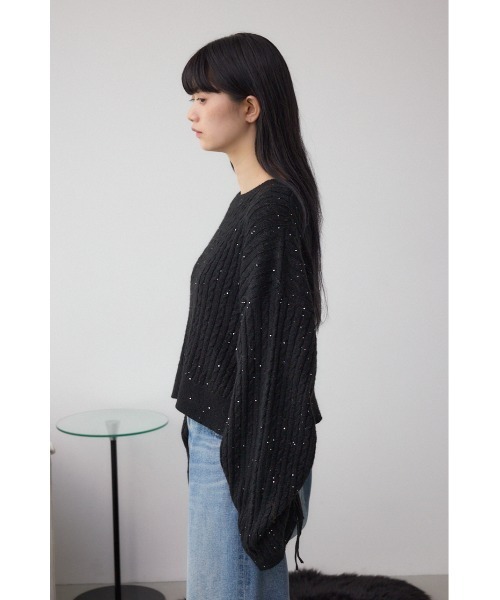 AZUL by moussy(アズールバイマウジー)の「ドロストリングスパンコールラメニット(ニット/セーター・レディース・オフホワイト/ブラック/ライトグレー/ダークブルー・FREE)」の21枚目の写真
