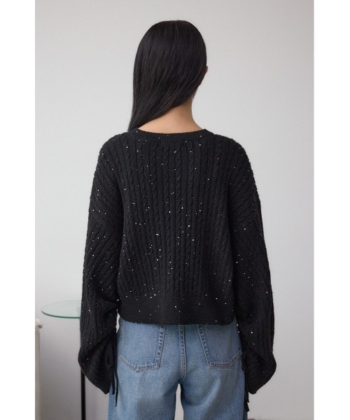 AZUL by moussy(アズールバイマウジー)の「ドロストリングスパンコールラメニット(ニット/セーター・レディース・オフホワイト/ブラック/ライトグレー/ダークブルー・FREE)」の22枚目の写真