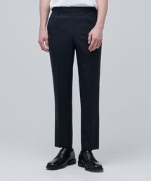 ウールブレンドリラックステーパードヒドゥンバンディングクロップスラックス[ネイビー]