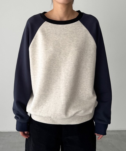 CANAL JEAN（キャナルジーン）の「El mar　配色ラグラントレーナー 裏毛（スウェット・レディース・カーキ/レッド/ネイビー・ONE SIZE）」の9枚目の写真