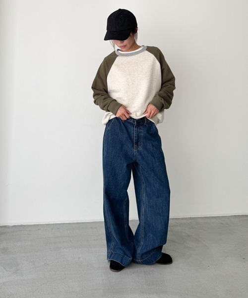 CANAL JEAN（キャナルジーン）の「El mar　配色ラグラントレーナー 裏毛（スウェット・レディース・カーキ/レッド/ネイビー・ONE SIZE）」の5枚目の写真