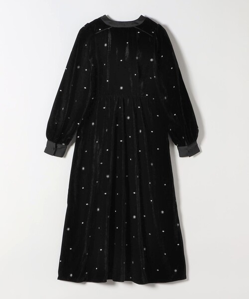 SHIPS any:〈手洗い可能〉ポリエステル ベロア 刺繍 タック フレア