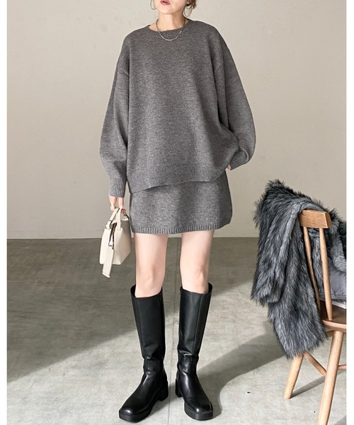 She's Closet(シーズクローゼット)の「ボリュームスリーブ長袖オーバーサイズニット&ミニスカートセットアップ(セットアップ・レディース・ブラウン/ベージュ/グレー/ブラック・FREE)」の19枚目の写真