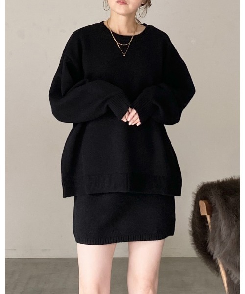 She's Closet(シーズクローゼット)の「ボリュームスリーブ長袖オーバーサイズニット&ミニスカートセットアップ(セットアップ・レディース・ブラウン/ベージュ/グレー/ブラック・FREE)」の22枚目の写真