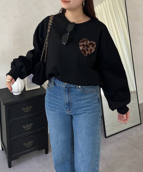 prose verse（プロズヴェール）の「ファーハートモチーフスウェット（Tシャツ/カットソー・レディース・グレー/ネイビー/ブラック・FREE）」の5枚目の写真