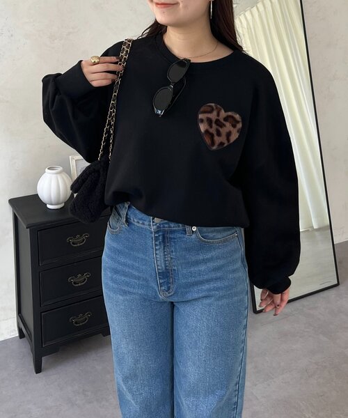 prose verse（プロズヴェール）の「ファーハートモチーフスウェット（Tシャツ/カットソー・レディース・グレー/ネイビー/ブラック・FREE）」の7枚目の写真
