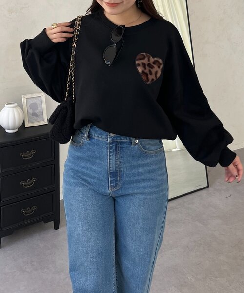 prose verse（プロズヴェール）の「ファーハートモチーフスウェット（Tシャツ/カットソー・レディース・グレー/ネイビー/ブラック・FREE）」の9枚目の写真
