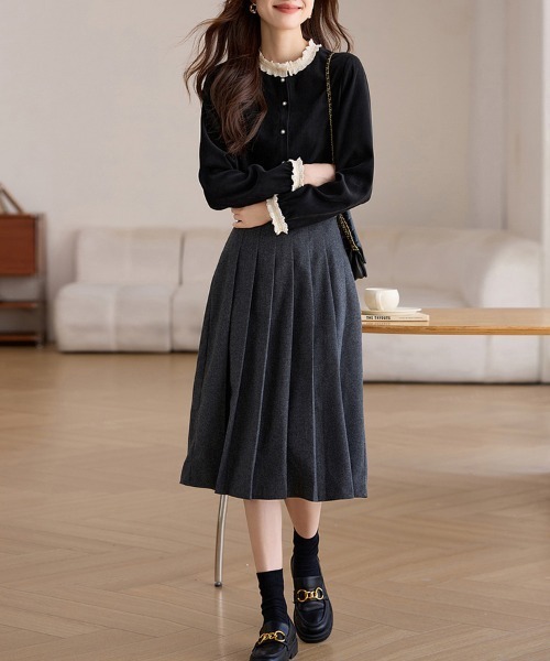 ONEP STAR(ワンピスター)の「パールボタンフリル襟ブラウス(シャツ/ブラウス・レディース・ブラック・MEDIUM/LARGE/X-LARGE)」の8枚目の写真