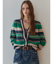 MAXZA（マージャコレクション）の「ドットラインカラーブロックVネックニットカーディガン（カーディガン/ボレロ）」