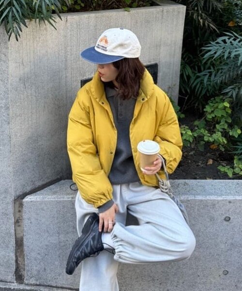 GEVACO（ゲバコ）の「【GEVACO】ノンステッチミドル中綿ジャケット（ダウンジャケット/コート・レディース・ベージュ/イエロー/ブラック・SMALL/MEDIUM/LARGE）」の7枚目の写真