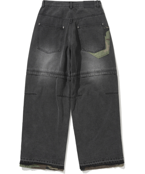 NOT4NERD(ノットフォーナード)の「Camo Patch Work Layered Denim Pants - Black(デニムパンツ・レディース・その他・LARGE/X-LARGE)」の3枚目の写真