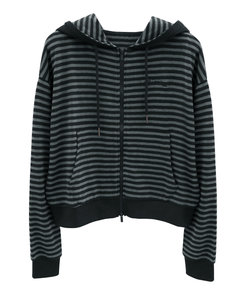 Vivacious(ビバシャス)の「Jours Stripe Hoody Zip-up_3Colors(パーカー・レディース・レッド/ブラウン/ブラック・FREE)」の6枚目の写真