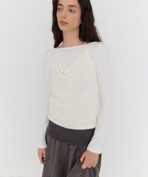 MIKA COWL HALTER LAYERED T - WHITE