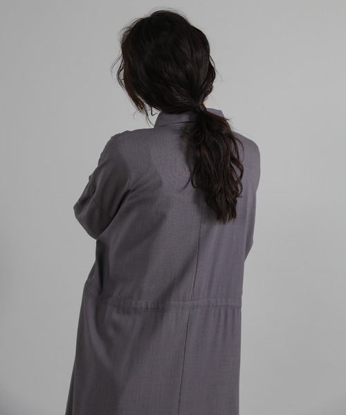 select MOCA Et(セレクトモカエト)の「【Et】Linen-blend Waist Drawstring Shirt Dress(シャツワンピース・レディース・ネイビー/ダークグレー・FREE)」の16枚目の写真