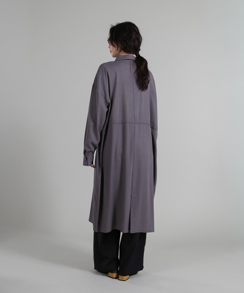 select MOCA Et(セレクトモカエト)の「【Et】Linen-blend Waist Drawstring Shirt Dress(シャツワンピース・レディース・ネイビー/ダークグレー・FREE)」の13枚目の写真