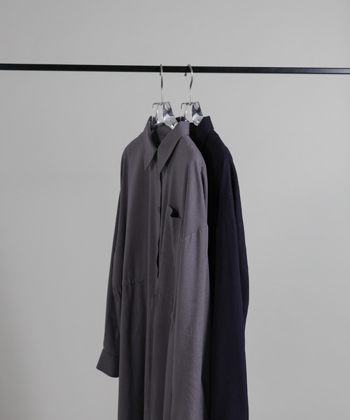 select MOCA Et(セレクトモカエト)の「【Et】Linen-blend Waist Drawstring Shirt Dress(シャツワンピース・レディース・ネイビー/ダークグレー・FREE)」の20枚目の写真
