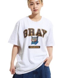グレー ロゴ 半袖Tシャツ ライトグレー ダークブラウン