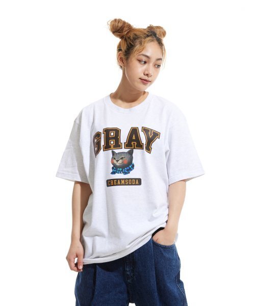 CREAM SODA LAB(クリームソーダラボ)の「グレー ロゴ 半袖Tシャツ ライトグレー ダークブラウン(Tシャツ/カットソー・メンズ・その他・LARGE/MEDIUM/X-LARGE/XX-LARGE)」の2枚目の写真