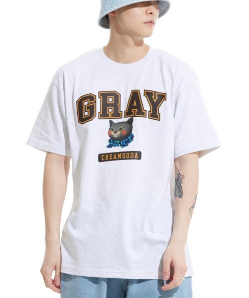 CREAM SODA LAB(クリームソーダラボ)の「グレー ロゴ 半袖Tシャツ ライトグレー ダークブラウン(Tシャツ/カットソー・メンズ・その他・LARGE/MEDIUM/X-LARGE/XX-LARGE)」の5枚目の写真
