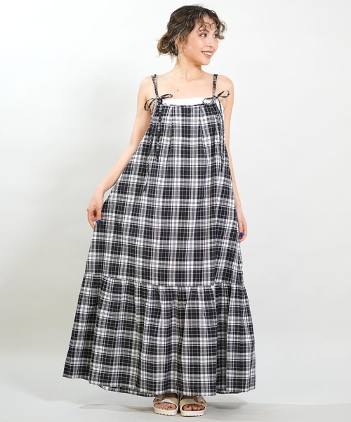 RIKKA FEMME（リッカファム）の「RIKKA FEMME/リッカファム ワンピース マドラスチェック ロング丈 RF6S-1403（ワンピース・レディース・グリーン/ブラック・FREE）」の5枚目の写真
