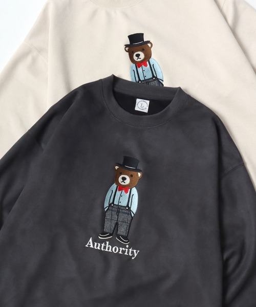 Lazar(ラザル)の「Bear Embroidery Faux Suede Sweat/オーバーサイズ フェイクスウェード クマ刺繍 スウェット トレーナー/レディース メンズ(スウェット・レディース・サックスブルー/グレー系その他/ホワイト系その他/グレー/チャコールグレー/アイボリー・M/L)」の6枚目の写真