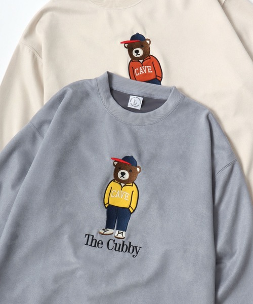 Lazar(ラザル)の「Bear Embroidery Faux Suede Sweat/オーバーサイズ フェイクスウェード クマ刺繍 スウェット トレーナー/レディース メンズ(スウェット・レディース・サックスブルー/グレー系その他/ホワイト系その他/グレー/チャコールグレー/アイボリー・M/L)」の5枚目の写真