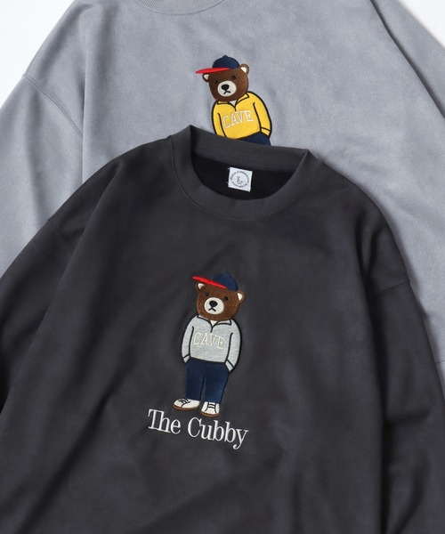 Lazar(ラザル)の「Bear Embroidery Faux Suede Sweat/オーバーサイズ フェイクスウェード クマ刺繍 スウェット トレーナー/レディース メンズ(スウェット・レディース・サックスブルー/グレー系その他/ホワイト系その他/グレー/チャコールグレー/アイボリー・M/L)」の4枚目の写真
