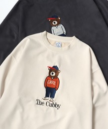 Bear Embroidery Faux Suede Sweat/オーバーサイズ フェイクスウェード クマ刺繍 スウェット トレーナー/レディース メンズ