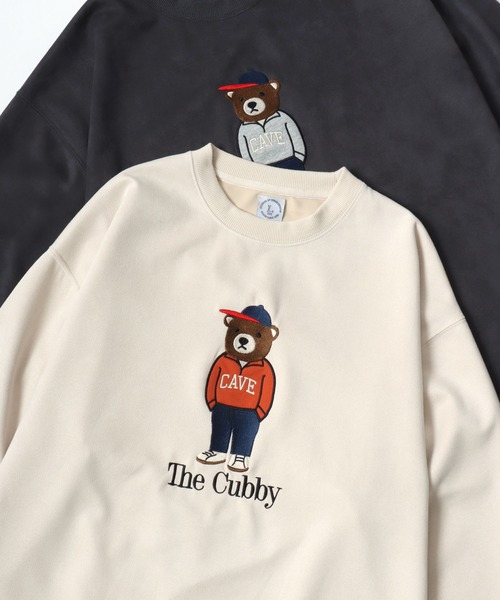 Lazar(ラザル)の「Bear Embroidery Faux Suede Sweat/オーバーサイズ フェイクスウェード クマ刺繍 スウェット トレーナー/レディース メンズ(スウェット・レディース・サックスブルー/グレー系その他/ホワイト系その他/グレー/チャコールグレー/アイボリー・M/L)」の2枚目の写真