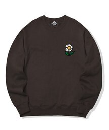 シングルフラワーロゴクルーネック - ブラウン