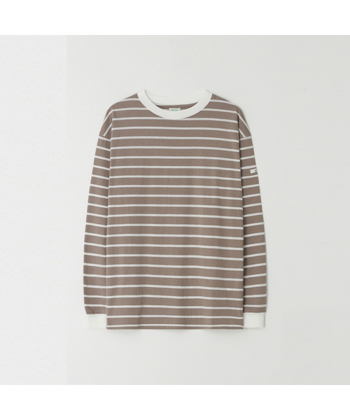 RMRN(アルエームアルエヌ)の「STRIPE ORGANIC T-SHIRT(Tシャツ/カットソー・レディース・ブラック/ブラウン/グリーン・FREE)」の1枚目の写真