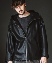 NO ID.（ノーアイディ）の「【NO ID.】Synthetic Leather Big Hooded Blouson / シンセティック レザー ビッグ フーデッド ブルゾン（ブルゾン）」
