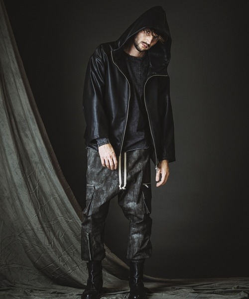 NO ID. レザービッグフードジャケット NO ID.（ノーアイディ）の「【NO ID.】Synthetic Leather Big Hooded