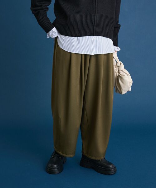 Green Parks(グリーンパークス)の「ウエストタックイージーパンツ(その他パンツ・レディース・カーキ/ブラック/チャコールグレー・FREE)」の3枚目の写真