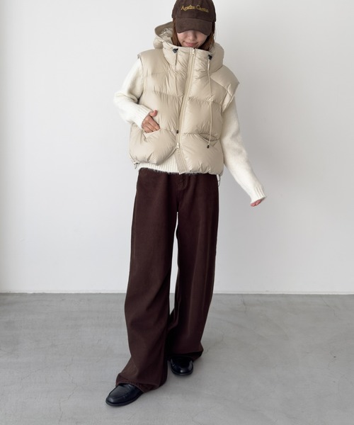 CANAL JEAN（キャナルジーン）の「El mar　パファーパーカーベスト（ダウンベスト・レディース・クリーム・ONE SIZE）」の7枚目の写真