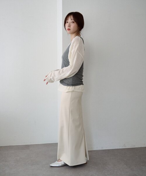 SHENERY(シーナリー)の「シアーワイドニット(ニット/セーター・レディース・ライトグレー/ミント/ブラック/オフホワイト・FREE)」の15枚目の写真