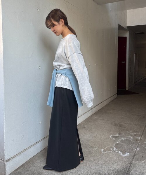 SHENERY（シーナリー）の「シアーワイドニット（ニット/セーター・レディース・ライトグレー/ミント/ブラック/オフホワイト・FREE）」の7枚目の写真