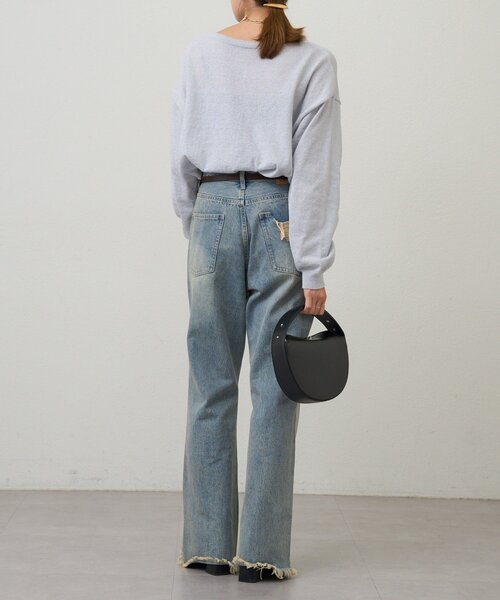 SHENERY（シーナリー）の「シアーワイドニット（ニット/セーター・レディース・ライトグレー/ミント/ブラック/オフホワイト・FREE）」の10枚目の写真