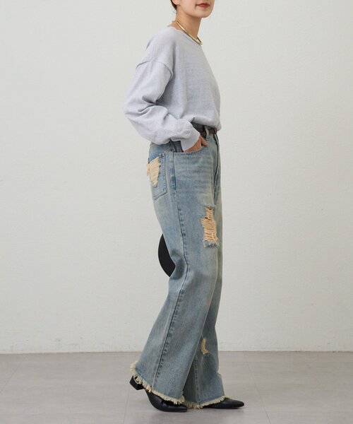 SHENERY（シーナリー）の「シアーワイドニット（ニット/セーター・レディース・ライトグレー/ミント/ブラック/オフホワイト・FREE）」の11枚目の写真