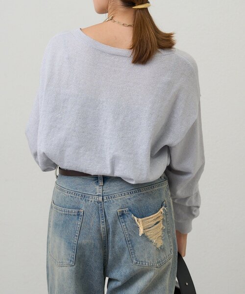 SHENERY（シーナリー）の「シアーワイドニット（ニット/セーター・レディース・ライトグレー/ミント/ブラック/オフホワイト・FREE）」の14枚目の写真