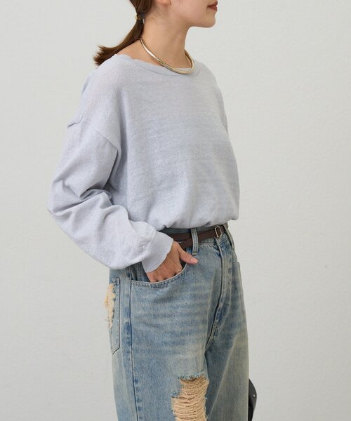 SHENERY（シーナリー）の「シアーワイドニット（ニット/セーター・レディース・ライトグレー/ミント/ブラック/オフホワイト・FREE）」の15枚目の写真