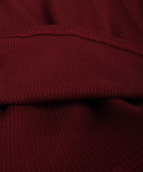 WESTSEA(ウエストシー)の「バイカラー 配色切替 長袖 ショート丈 ヘンリーネックトップス 薄手(Tシャツ/カットソー・レディース・ブラック/ワイン/ブラウン・FREE)」の19枚目の写真