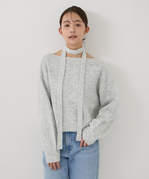 Jayro(ジャイロ)の「チョーカー付き前後2WAYカーディガン(カーディガン/ボレロ・レディース・オフホワイト/ライトグレー/ダークブラウン/チャコールグレー・M)」の5枚目の写真