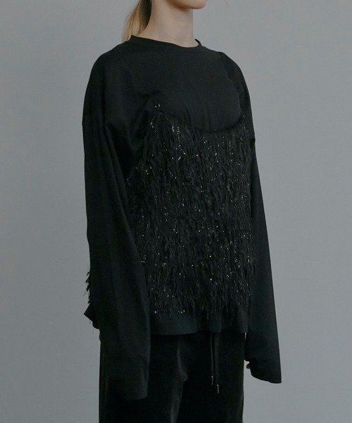 LE CIEL BLEU（ルシェルブルー）の「グリッターフリンジキャミトップ / Glitter Fringe Cami Top（シャツ/ブラウス・レディース・ブラック・36）」の5枚目の写真