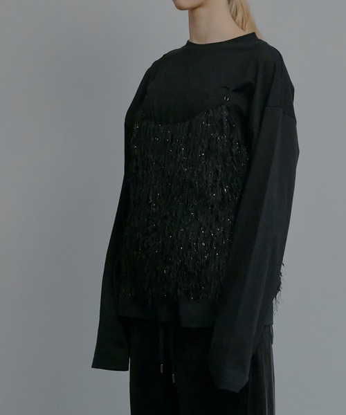 LE CIEL BLEU（ルシェルブルー）の「グリッターフリンジキャミトップ / Glitter Fringe Cami Top（シャツ/ブラウス・レディース・ブラック・36）」の4枚目の写真